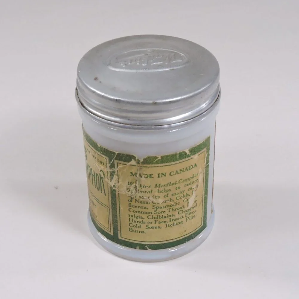 Vintage Watkins & Resinol Milk Glass Jars - Decor - Display - Empty No Contents - Picture 5 of 11